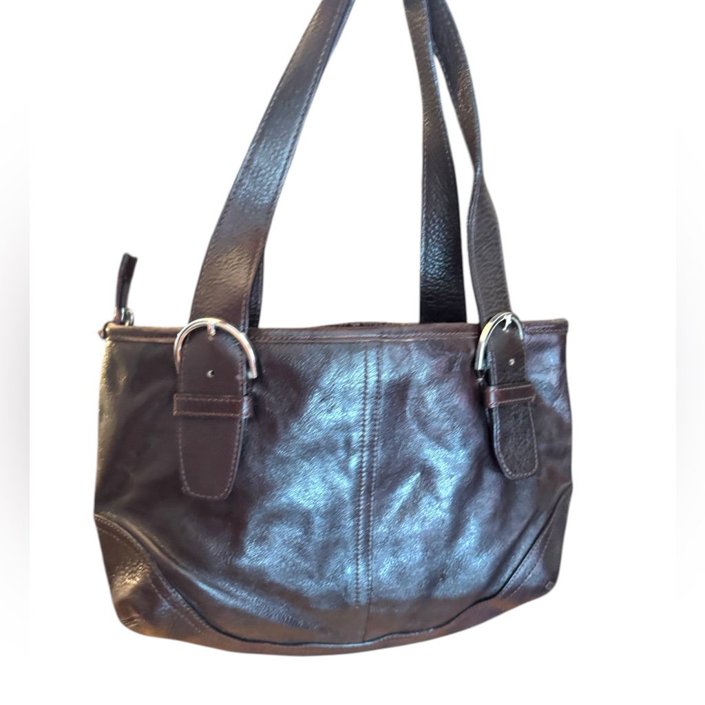 Elegant Vintage Brown Leather Tote Bag Purse Hobo